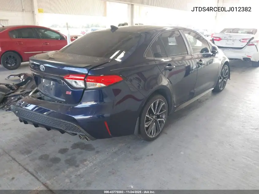 JTDS4RCE0LJ012382 2020 Toyota Corolla Se