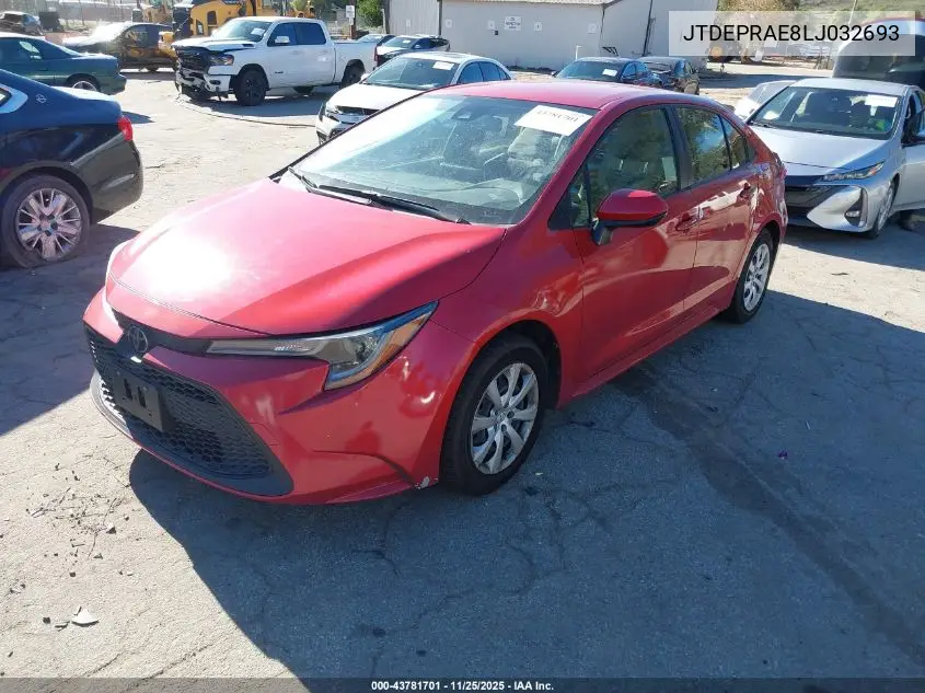 JTDEPRAE8LJ032693 2020 Toyota Corolla Le