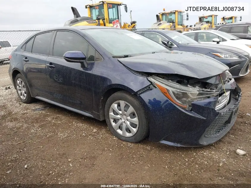 JTDEPRAE8LJ008734 2020 Toyota Corolla Le