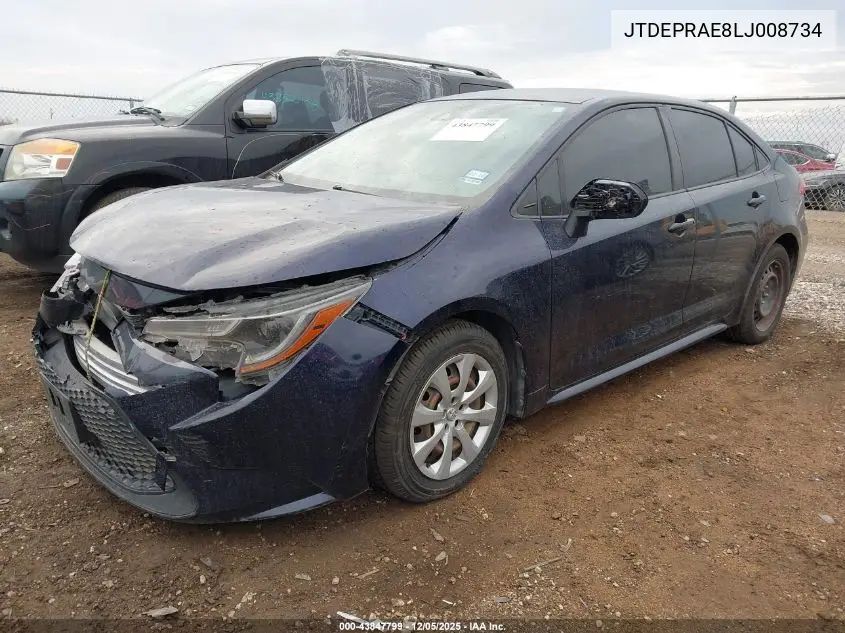JTDEPRAE8LJ008734 2020 Toyota Corolla Le