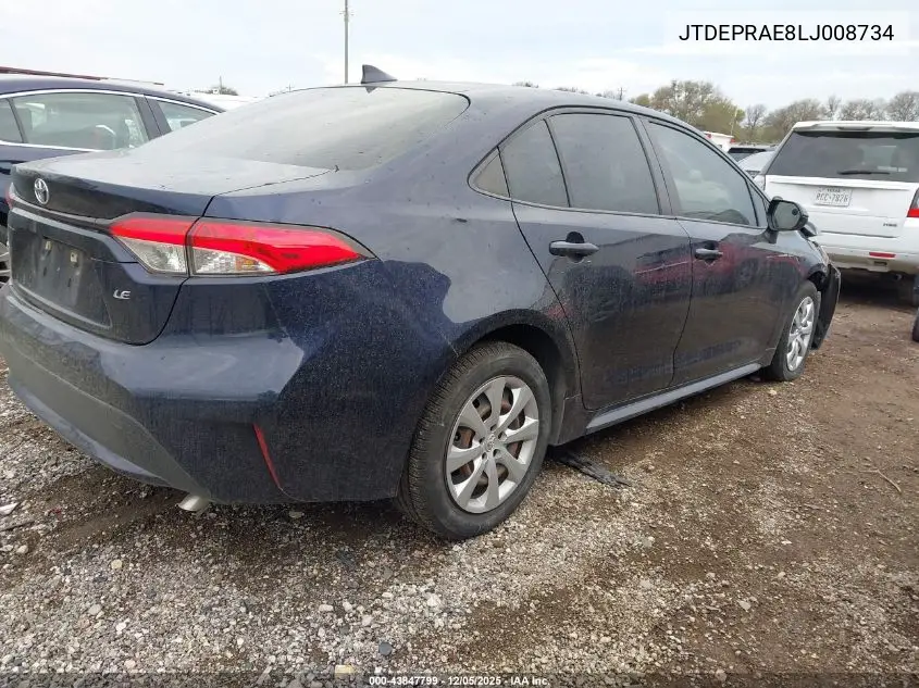 JTDEPRAE8LJ008734 2020 Toyota Corolla Le