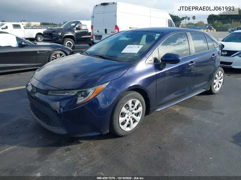 JTDEPRAE0LJ061993 2020 Toyota Corolla Le