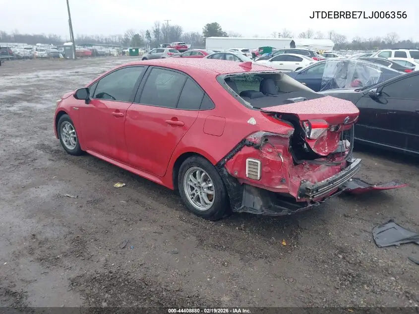 JTDEBRBE7LJ006356 2020 Toyota Corolla Hybrid Le