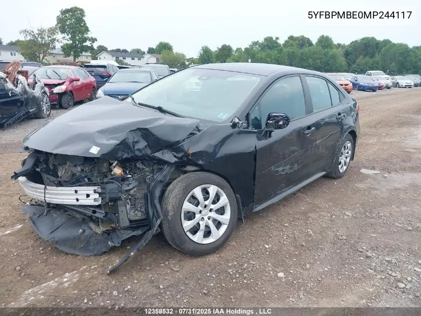 5YFBPMBE0MP244117 2021 Toyota Corolla Le