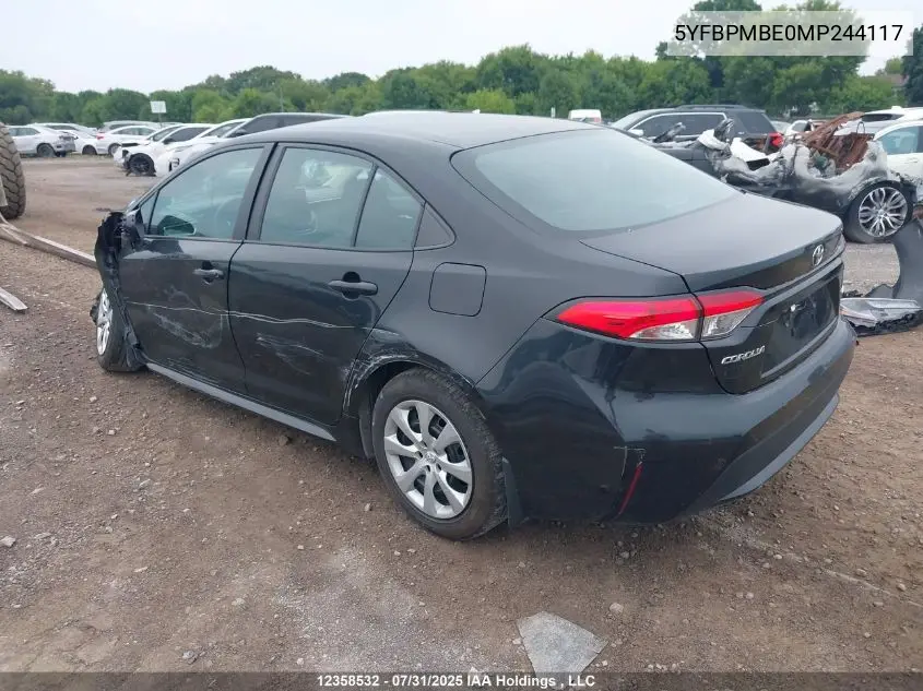 5YFBPMBE0MP244117 2021 Toyota Corolla Le