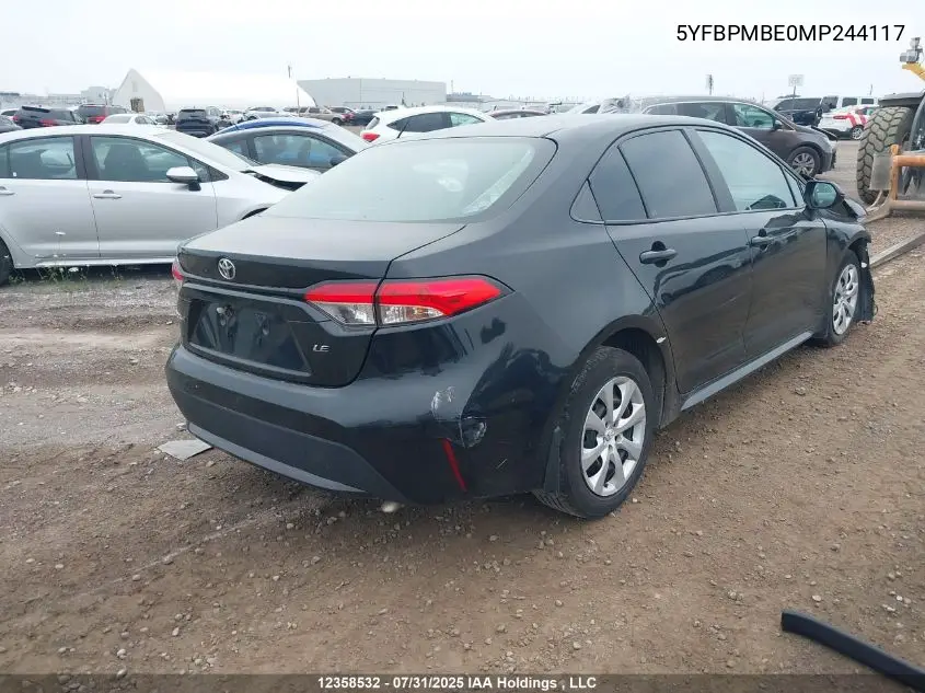 5YFBPMBE0MP244117 2021 Toyota Corolla Le