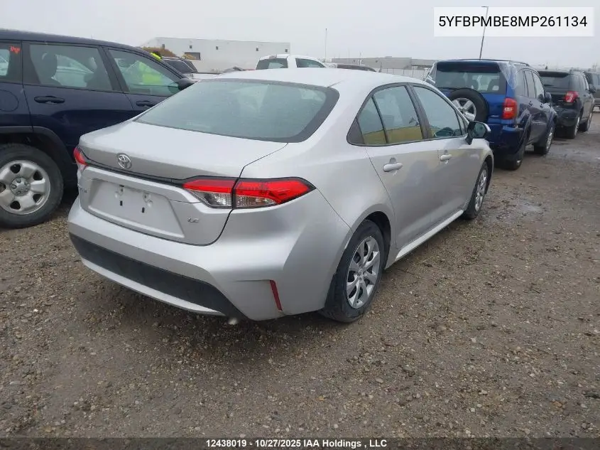 5YFBPMBE8MP261134 2021 Toyota Corolla Le