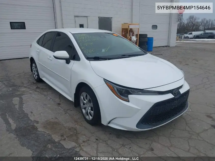 5YFBPMBE4MP154646 2021 Toyota Corolla