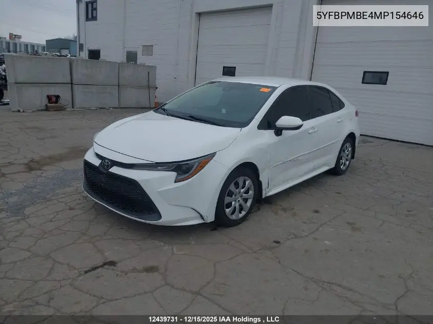 5YFBPMBE4MP154646 2021 Toyota Corolla