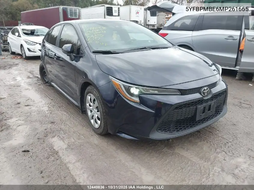 5YFBPMBE6MP261665 2021 Toyota Corolla Le