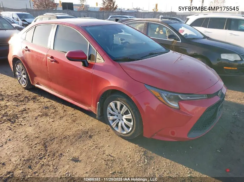 5YFBPMBE4MP175545 2021 Toyota Corolla Le