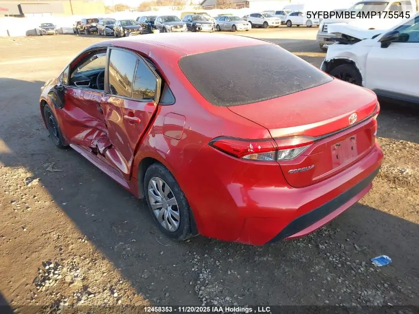 5YFBPMBE4MP175545 2021 Toyota Corolla Le