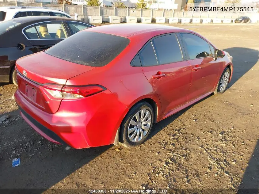 5YFBPMBE4MP175545 2021 Toyota Corolla Le