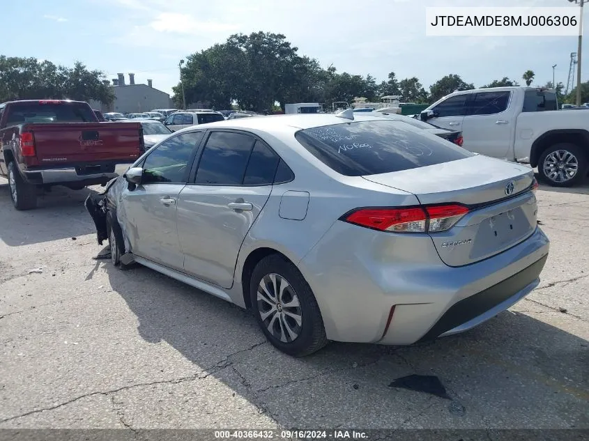 JTDEAMDE8MJ006306 2021 Toyota Corolla Hybrid Le