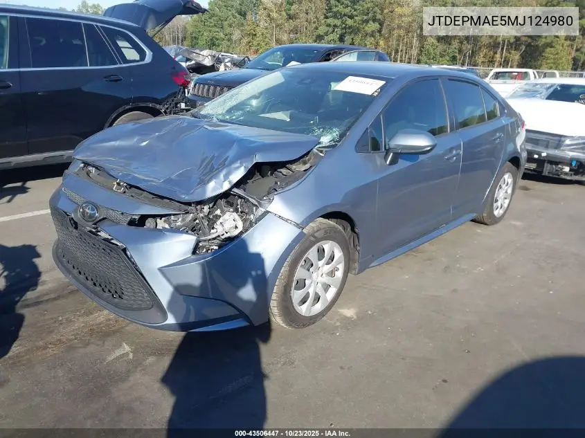 JTDEPMAE5MJ124980 2021 Toyota Corolla Le