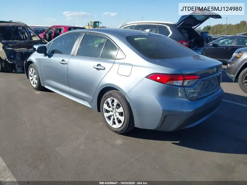JTDEPMAE5MJ124980 2021 Toyota Corolla Le