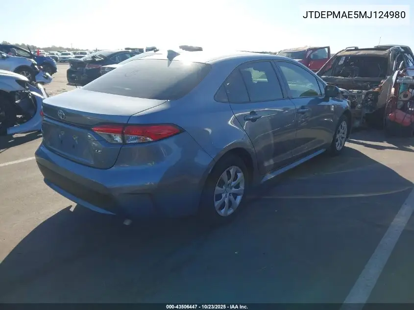 JTDEPMAE5MJ124980 2021 Toyota Corolla Le