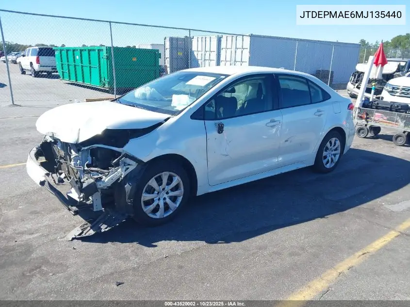JTDEPMAE6MJ135440 2021 Toyota Corolla Le