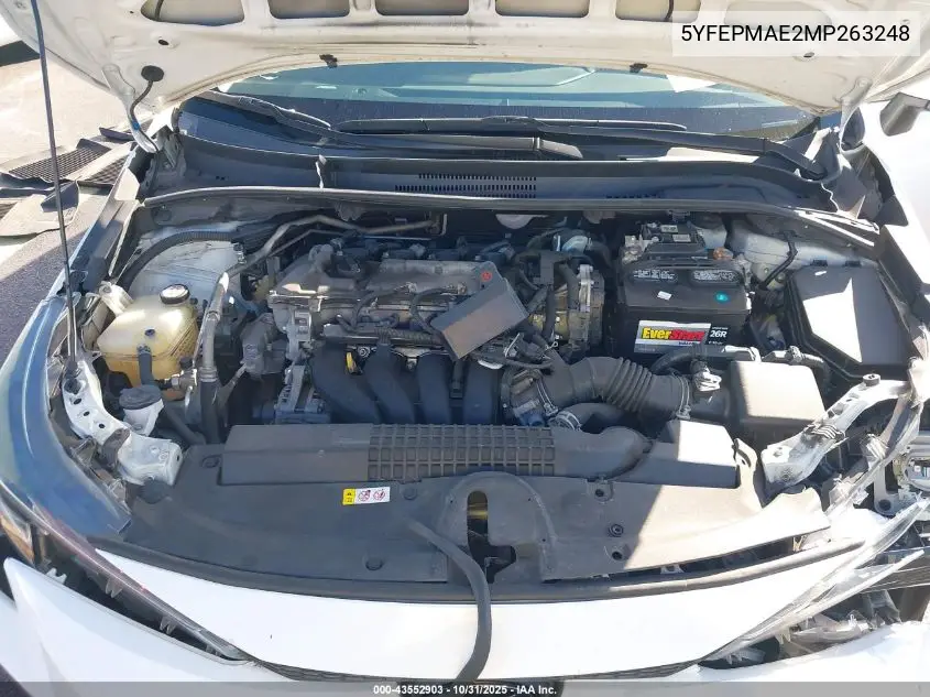 5YFEPMAE2MP263248 2021 Toyota Corolla Le