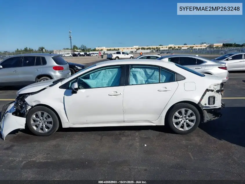 5YFEPMAE2MP263248 2021 Toyota Corolla Le