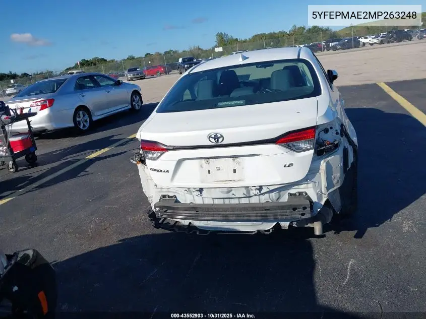 5YFEPMAE2MP263248 2021 Toyota Corolla Le
