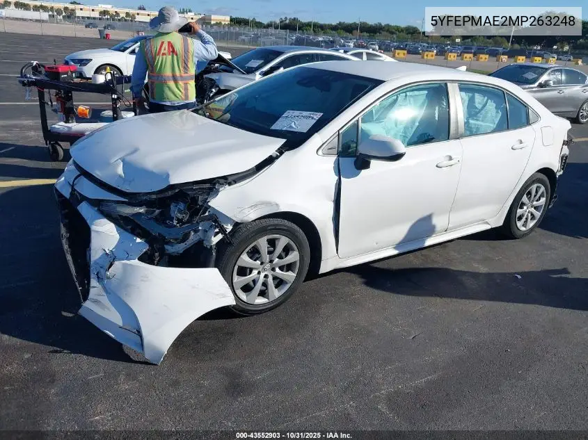 5YFEPMAE2MP263248 2021 Toyota Corolla Le