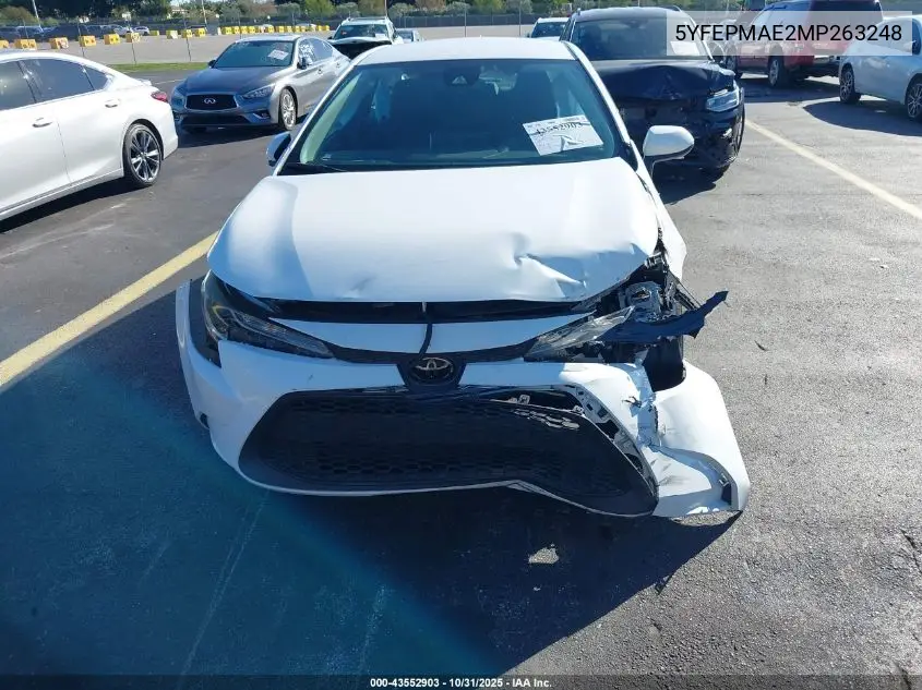 5YFEPMAE2MP263248 2021 Toyota Corolla Le
