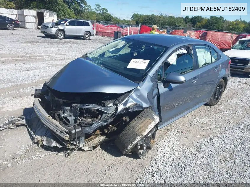 JTDEPMAE5MJ182409 2021 Toyota Corolla Le
