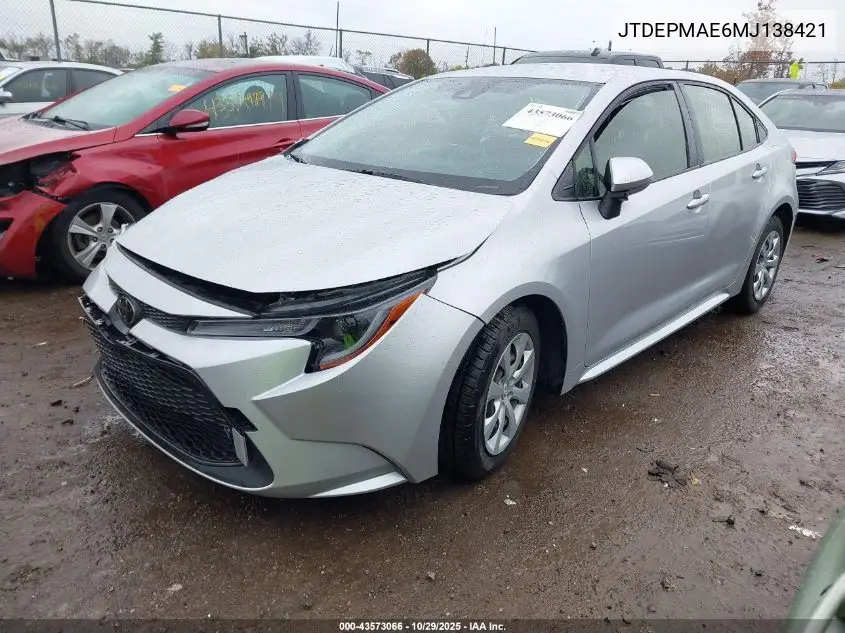 JTDEPMAE6MJ138421 2021 Toyota Corolla Le