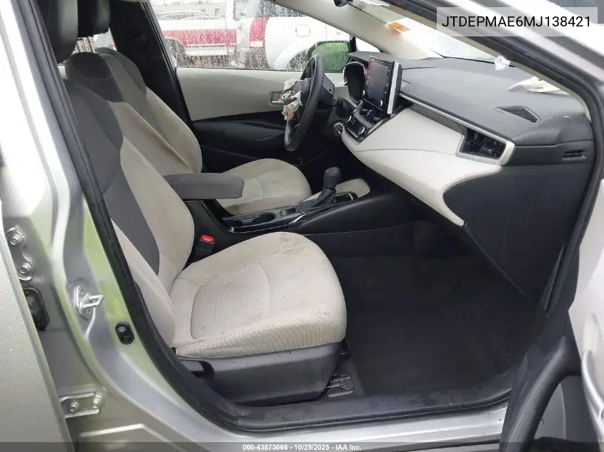 JTDEPMAE6MJ138421 2021 Toyota Corolla Le