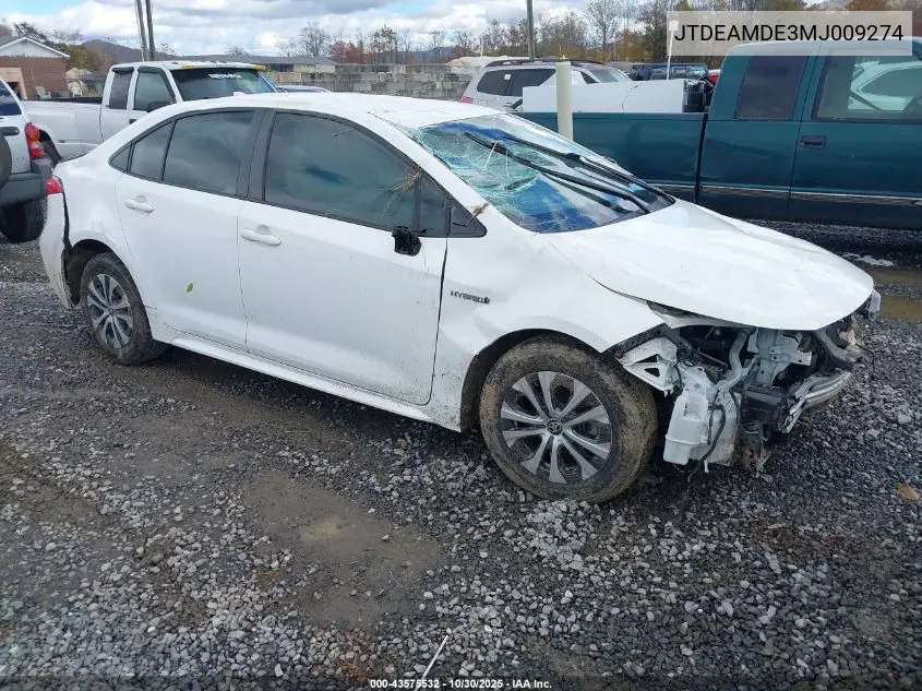 JTDEAMDE3MJ009274 2021 Toyota Corolla Hybrid Le