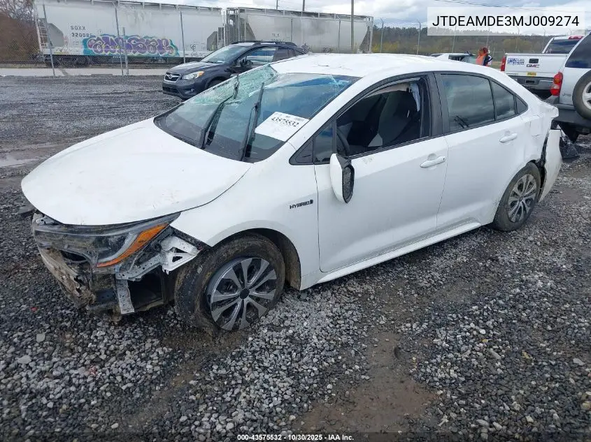 JTDEAMDE3MJ009274 2021 Toyota Corolla Hybrid Le