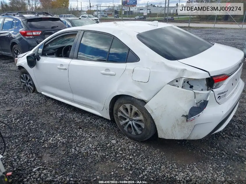 JTDEAMDE3MJ009274 2021 Toyota Corolla Hybrid Le