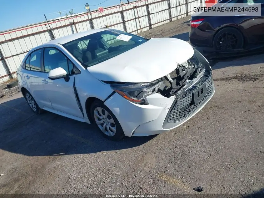 5YFEPMAE4MP244698 2021 Toyota Corolla Le