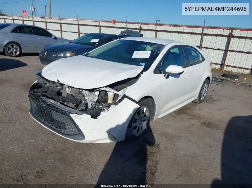 5YFEPMAE4MP244698 2021 Toyota Corolla Le