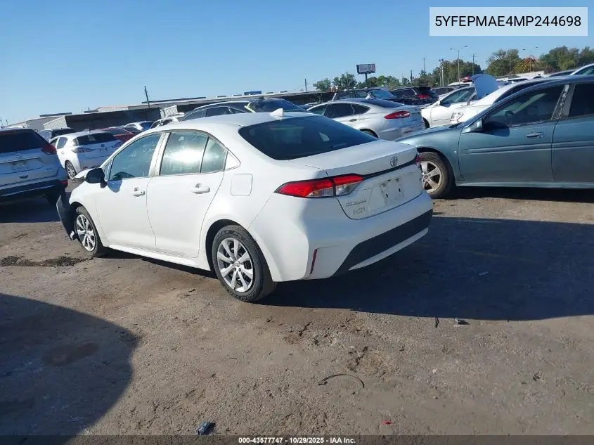 5YFEPMAE4MP244698 2021 Toyota Corolla Le