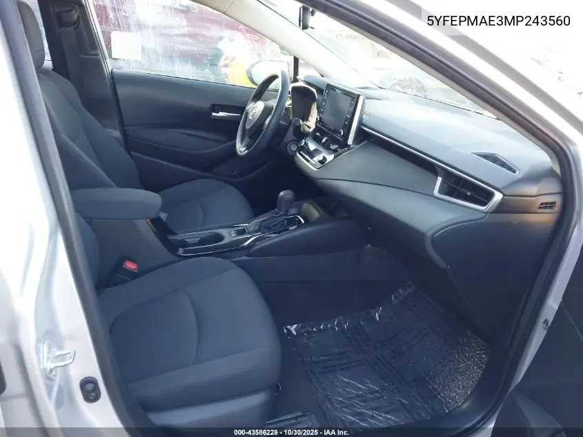 5YFEPMAE3MP243560 2021 Toyota Corolla Le