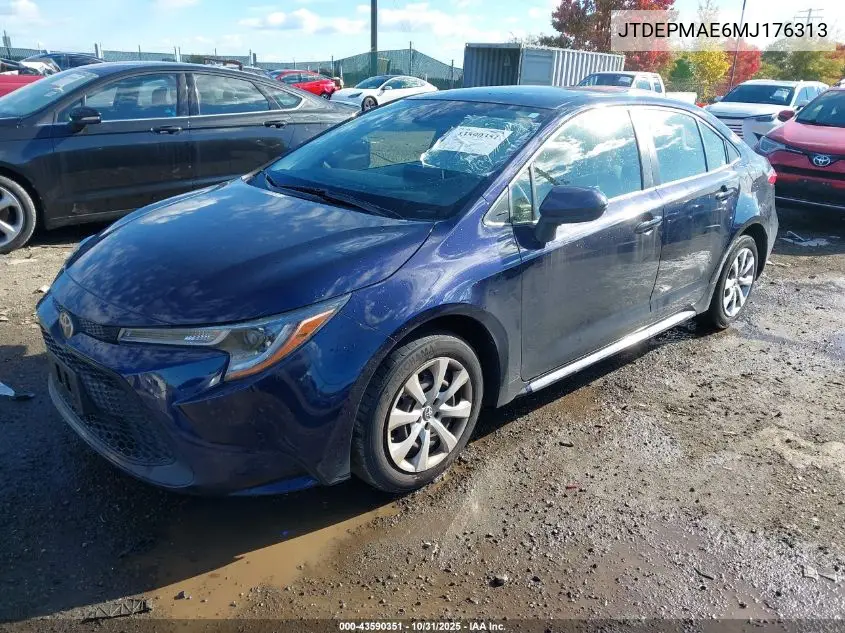 JTDEPMAE6MJ176313 2021 Toyota Corolla Le