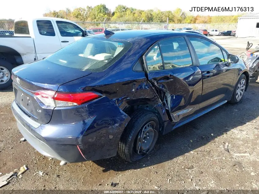 JTDEPMAE6MJ176313 2021 Toyota Corolla Le