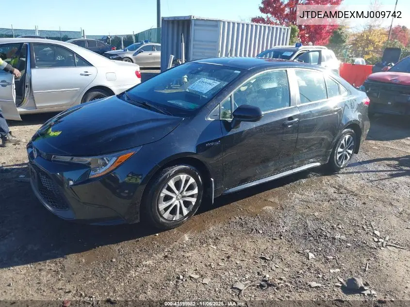 JTDEAMDEXMJ009742 2021 Toyota Corolla Hybrid Le