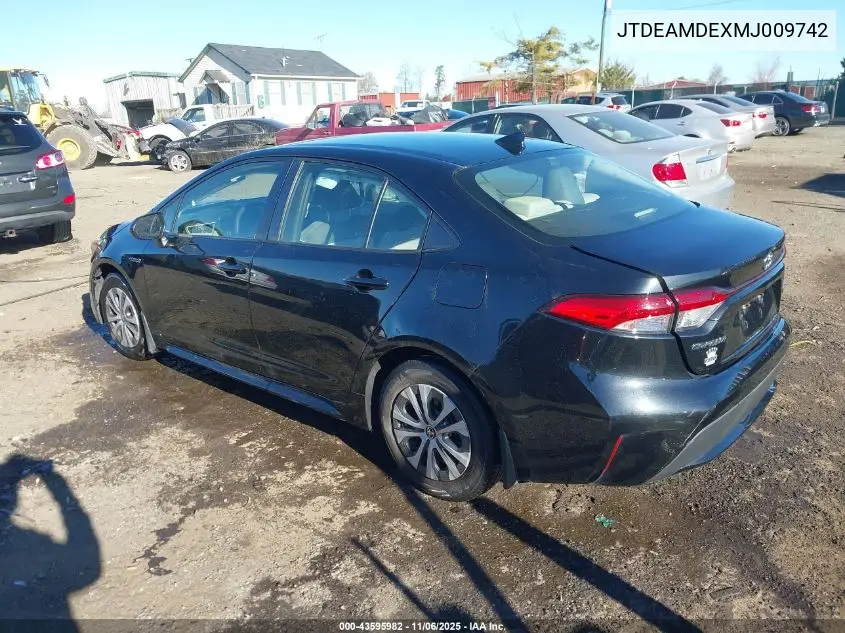 JTDEAMDEXMJ009742 2021 Toyota Corolla Hybrid Le
