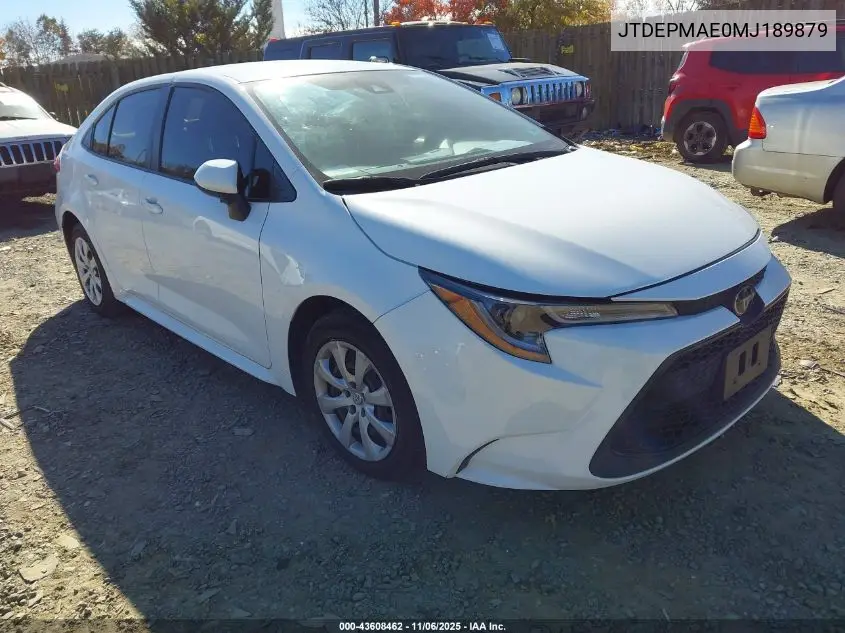 JTDEPMAE0MJ189879 2021 Toyota Corolla Le