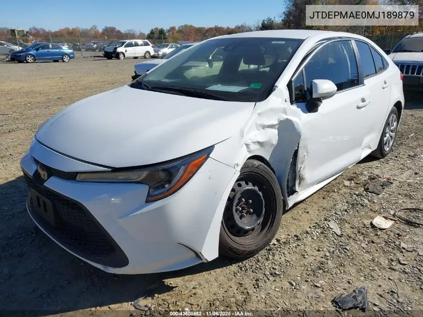 JTDEPMAE0MJ189879 2021 Toyota Corolla Le