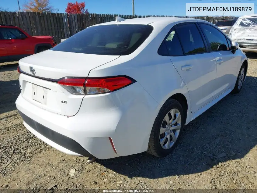 JTDEPMAE0MJ189879 2021 Toyota Corolla Le