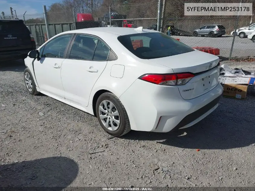 5YFEPMAE1MP253178 2021 Toyota Corolla Le