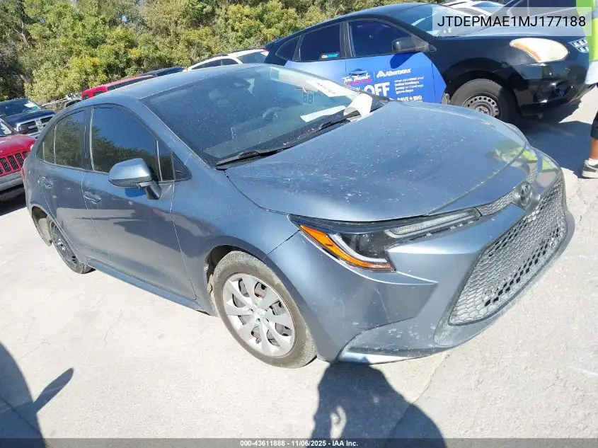 JTDEPMAE1MJ177188 2021 Toyota Corolla Le