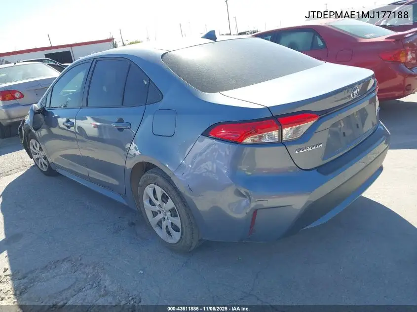 JTDEPMAE1MJ177188 2021 Toyota Corolla Le