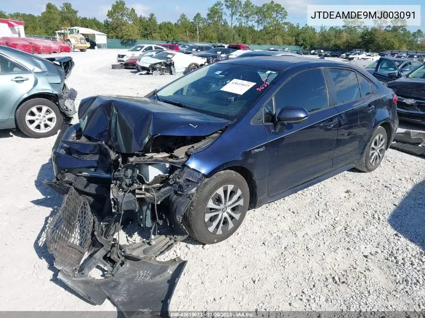 JTDEAMDE9MJ003091 2021 Toyota Corolla Hybrid Le