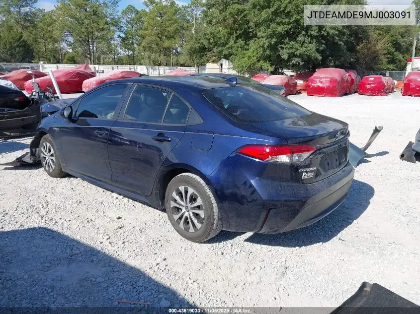 JTDEAMDE9MJ003091 2021 Toyota Corolla Hybrid Le