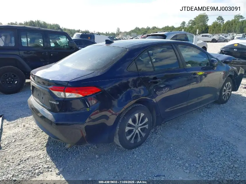 JTDEAMDE9MJ003091 2021 Toyota Corolla Hybrid Le